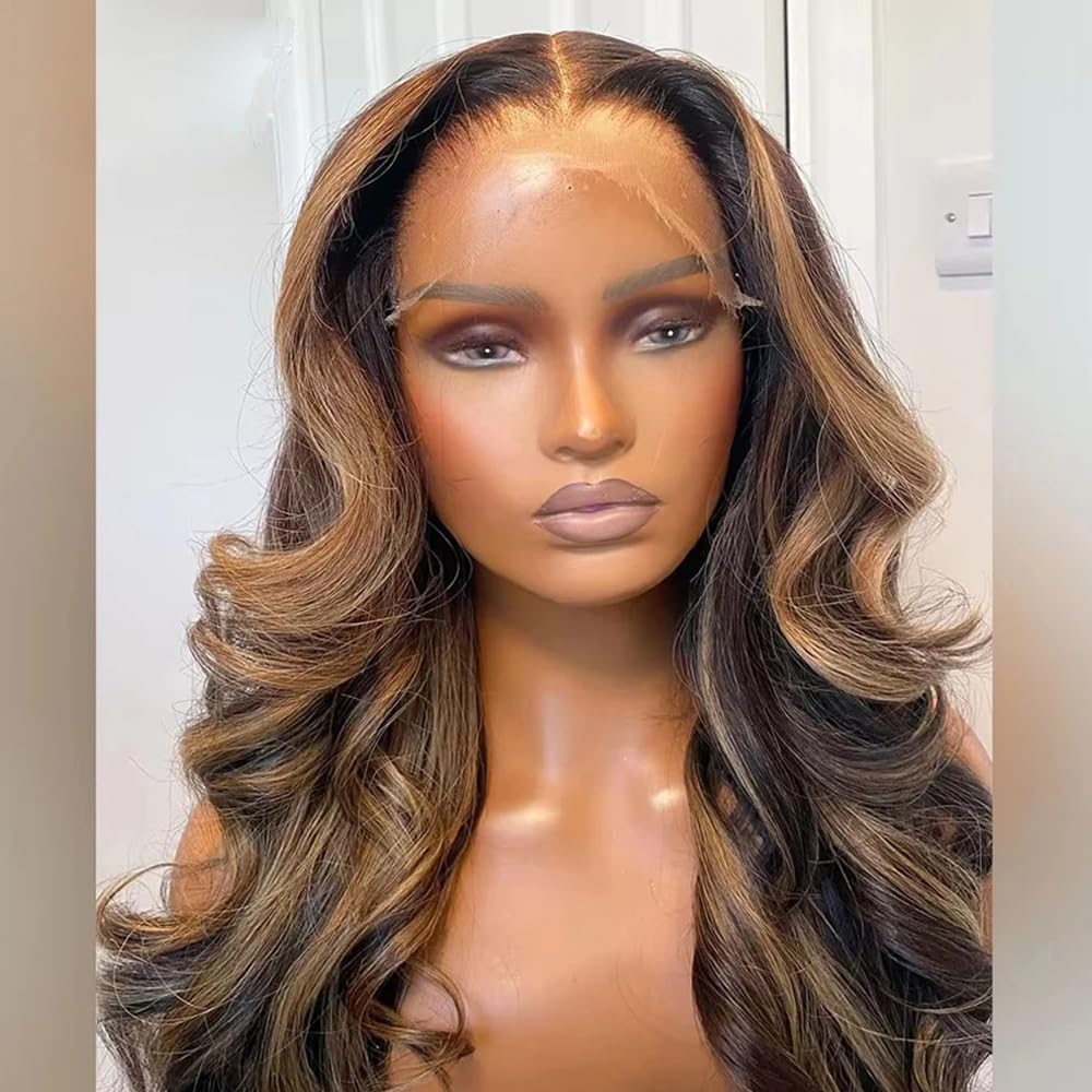 SISIFIRE Highlight Lace Front Wigs for Women Ombre Blonde Body Wave Synthetic Lace Front Wigs with Baby Hair Pre Plucked Hairline Glueless Lace Front Wig