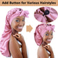 2pcs Long Satin Bonnets with Tie Band, Large Braid Bonnet Silky Hair Cap for Locs Women Sleeping, G