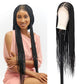 Wow Braids Box Braid Wig - Knotless Braided Wigs for Black women, with 360 glueless Full Swiss Lace Cap, & Human Baby Hair Frontal, Synthetic Long Neat African Handmade Braiding - 36 inch/Black