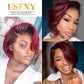 Usexy Pixie Cut Lace Front Wig - 13x4x1 Human Hair Short Bob Wig - 99J Color Straight Pixie Cut for Black Women