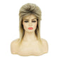 Swiking Mullet Wigs for Women Blonde Curly Soft Heat Resistant Shoulder Length Hair 80s Rocker Cosplay Halloween Dark Roots Synthetic Wigs (Blonde Mix Black)