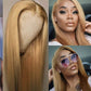 VIPPRETTY 13X6 Lace Front Wigs Synthetic Hair 180% Density Milk Tea Blonde Color Straigh HD Transparent Lace Frontal Wig Pre Plucked With Baby hair Wig Bleached Knots 28Inch