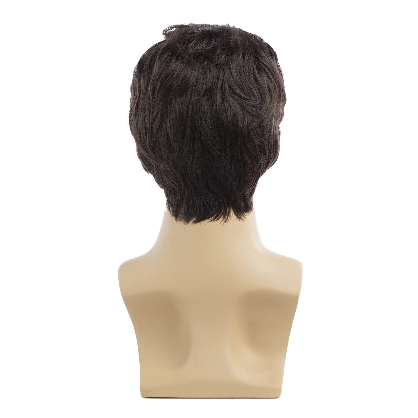 Baruisi Men Wigs Short Brown Wig Synthetic Heat Resistant Natural Halloween Cosplay Hair Wig