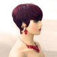 QiaQiaRing 10A Pixie Cut Wigs for Black Women Dark 99J Color Daily Use Color Short Layered Pixie Cut Human Hair Wigs With Bangs Brazilian Virgin Straight Human Hair(dark 99J)