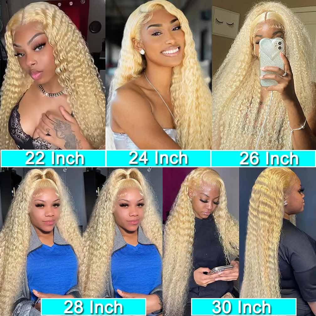 WPPIKK 613 Lace Front Wig Human Hair 180 Density Blonde Wig Human Hair Wet and Wavy Wigs for Black Women Glueless HD Lace Frontal Wigs (28 Inch)