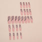 Long Press on Nails Square Fake Nails Silver Glitter French Tip False Nails with Silver Swirl Design Acrylic Nails Long Square Glue on Nail Full Cover Stick on Nail for Women 24Pcs