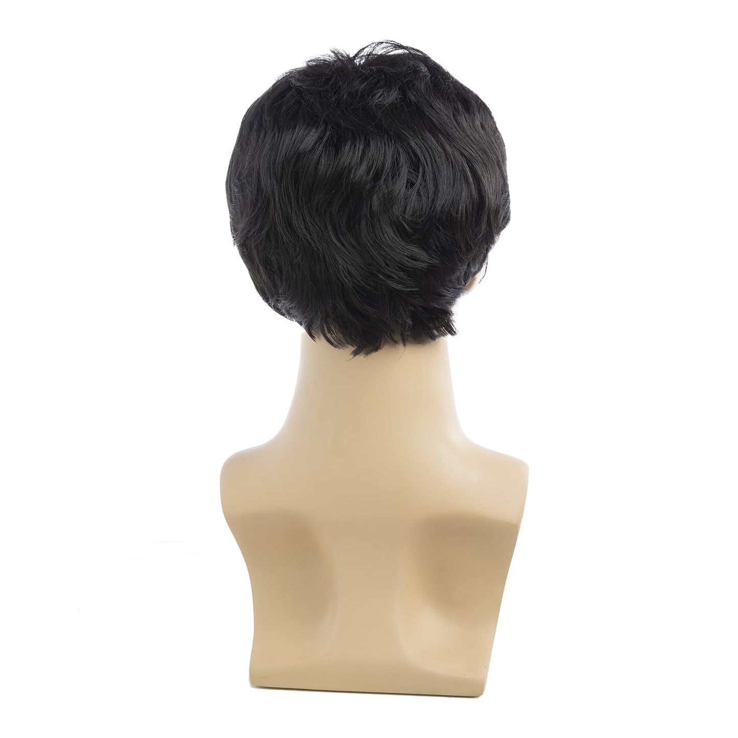 Baruisi Men Wigs Short Black Wig Synthetic Heat Resistant Natural Halloween Cosplay Hair Wig
