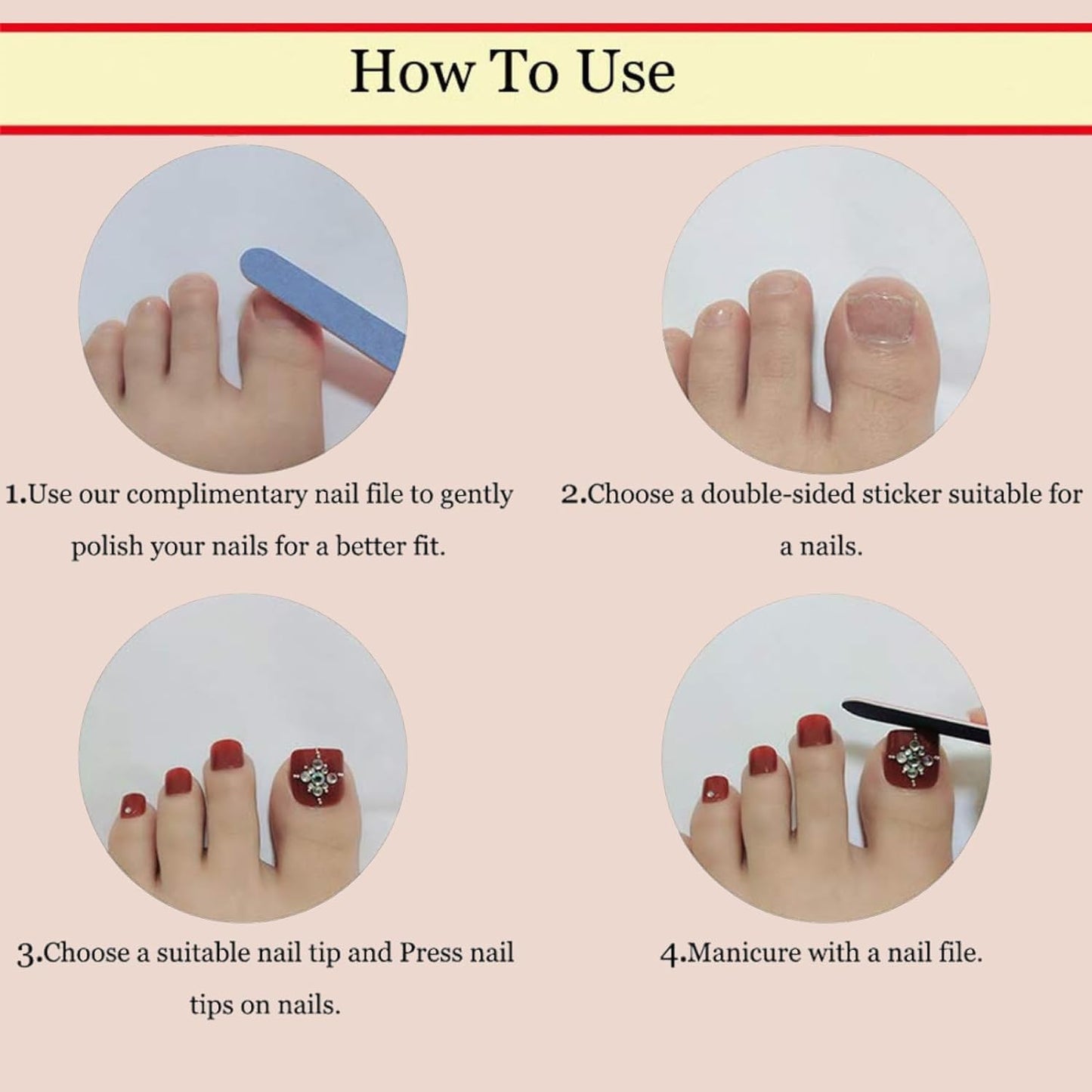 NHIXK 60Pcs Medium Press on Nails Square & Press on Toenails Set, Blue French Tip Press on Nails Short Square Press on Toe Nails Summer False Toenails Full Cover Stick on Nails for Women