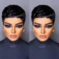 Tgezer Pixie Cut Wig Human Hair Short Bob Wig Short Layered Pixie Cut Wigs for Black Women Brazilian Remy Human Hair Glueless None Lace Front Wig Full Machine Made Black Color
