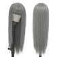 Kaneles Grey Long Wig With Bangs Straight Gray Wig Synthetic Natural Heat Resistant Fiber Hair Daily Cosplay Wig for Women Hair Wig