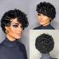 PurpleSexy Chic Elegent Short Curly Pixie Cut Human Hair Wig With Bangs Layered Pixie Wigs for Black Women Brazilian Virgin Curly Wave Human Hair Glueless Full Machine Made Wig