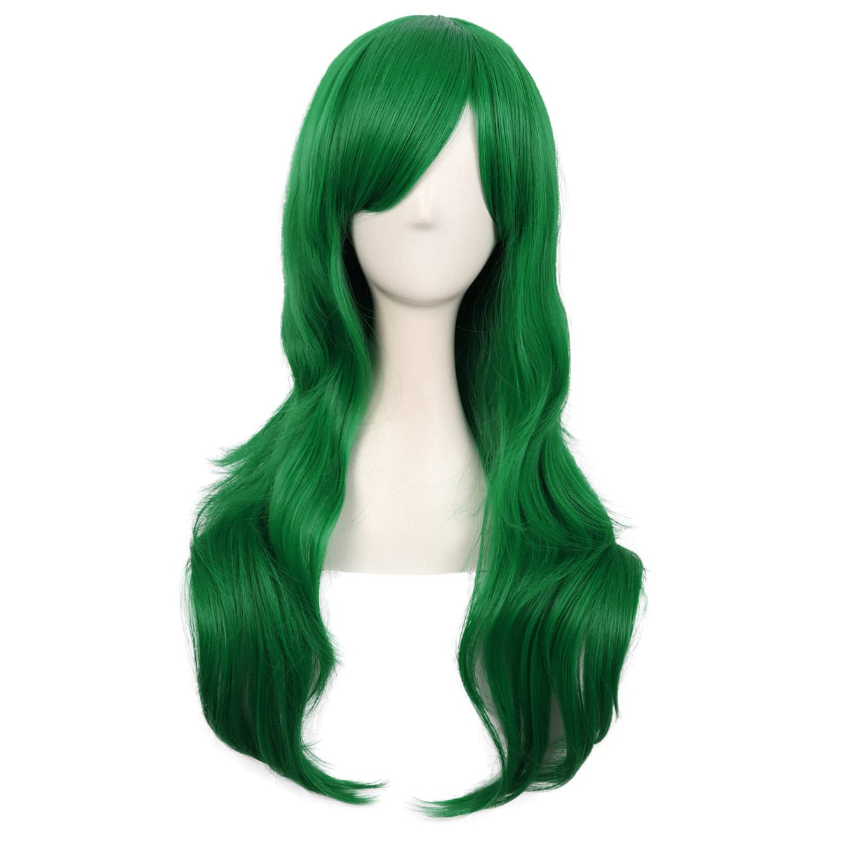 MapofBeauty 28 Inch Long Curly Hair Costume Cosplay Wig, Grass Green