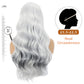 Sabosi Long White Grey Wig for Women Streak Colorful Wavy Wig Side Part Wave Highlight Wavy Wigs Natural Synthetic Hair Wig for Daily Party Use
