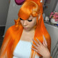VIPPRETTY Ginger Synthetic Wig13x6 150% Density Straight Ginger Orange Lace Front Wigs Synthetic hair 350 Colored HD Transparent Lace Frontal Wig Pre Plucked With Baby hair