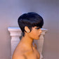 YJOQOKOA Short Bob Wig Human Hair for Black Women Pixie Cut wigs Human Hair Wig Glueless Wig None Lace Front Wig with Bangs Natural Black Straight Full Machine Made Wig