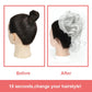 KETHBE Messy Bun Hair Piece Tousled Updo Hair Buns Extension Elastic Hair Band Hair Pieces Curly Hair Bun Scrunchie For Women (Silver Gray)