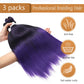 Purple Braiding Hair Pre Stretched 24 inch 3 Packs Braiding Hair Soft Yaki Texture, No Itch, Hot Water Setting Synthetic Hair Extensions for Braids (24in,1B/Purple)