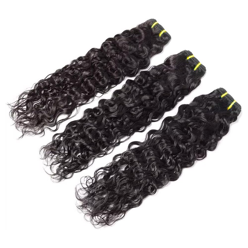16 16 16 Inch Water Wave Bundles Human Hair 100% Unprocessed Curly Brazilian Virgin Hair Wet And Wavy 3 Bundles Human Hair Natural Black