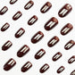 Short Press on Nails Oval Fake Nails Coffee Brown Acrylic Glue on Nails Almond Shape Magic Mirror Gel Acrylic Press on False Nail Kit Full Cover Reusable Stick on Nails for Women Girls 24PCS