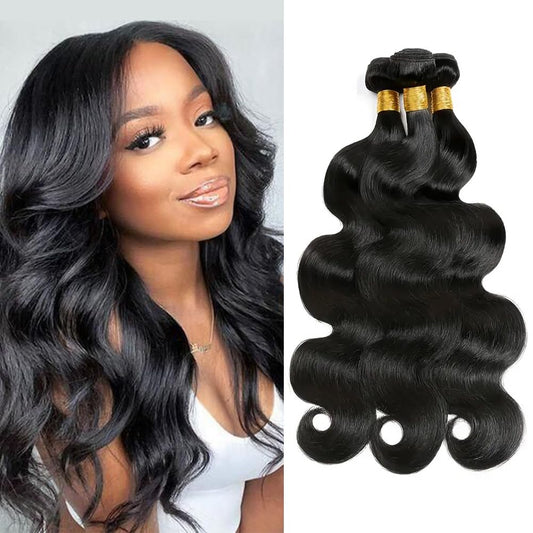 MDL 12A Human Hair Bundles Body Wave Bundles Human Hair 14 14 14 Inch 100% Unprocessed Brazilian Virgin Hair Body Wave 3 Bundles Human Hair Extensions for Black Women Natural Color(14 14 14 Inch)