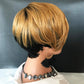 HOTKIS Short Human Hair Wigs for Black Women Short Blonde Bob Pixie Cut Wig Human Hair Short Wigs Human Hair Natural Straight Pixie Wig with Bangs Ombre Blond 1b/27# 8inch