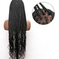 JALIZA 36" Boho Knotless Box Braided Wigs for Black Women Girls,Box Braided Wigs Full Lace Handmade with Human Hair Baby Hair,Black