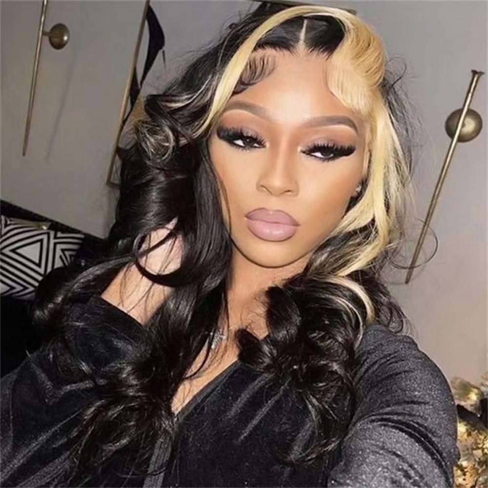SISIFIRE Highlight Blonde Body Wave Lace Front Wigs for Women 13*4 Heat Resistant Fiber Loose Curly Wavy Wig with Baby Hair Synthetic Lace Wig for Daily Party Use