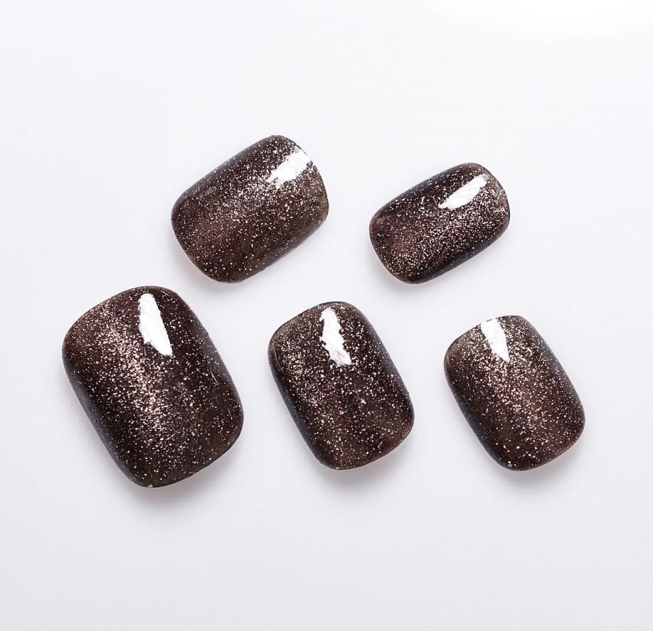 Curvlife Press on Nails Acrylic Fake Nails with Design Full Cover False Nails Reusable Nail Kit with Nail Glue Adhesive Tabs Nail File Artificial Glue on Nails (Gray star point, 30pcs)