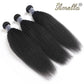 Amella Hair 10A Kinky Straight Hair 1 Bundles Yaki Human Hair Weave Unprocessed Brazilian Virgin Remy Sew in Hair Extensions Natural Black(12inch)