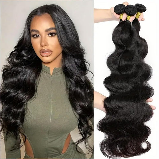 MDL Human Hair Bundles Body Wave Bundles Human Hair 24 24 24 Inch 100% Unprocessed Brazilian Virgin Hair Body Wave 3 Bundles Human Hair Extensions for Black Women Natural Color(24 24 24 Inch)
