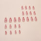 24Pcs Cute Heart Press on Nails Short Medium Valentines Fake Nails with Glue Nude Pink False Nails Almond Nails Press ons Reusable Stick on Nail Valentines Heart Glue on Nail for Women Girls