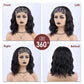 MORICA Headband Wig Short Wavy Wigs for Black Women Black Bob Wig Glueless Synthetic Shoulder Length Wigs 16 Inch Headwrap Wigs with Headband Attached