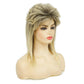 Swiking Mullet Wigs for Women Blonde Curly Soft Heat Resistant Shoulder Length Hair 80s Rocker Cosplay Halloween Dark Roots Synthetic Wigs (Blonde Mix Black)