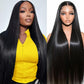Ruibor 13x6 Lace Front Wigs Human Hair Pre Plucked Straight Wigs Human Hair 200 Density Glueless HD Lace Frontal Wigs No Tangle Tiny Knots Black Wig Soft Heat-Resistant Invisilbe Hairline 22 Inch