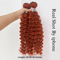 AUROO Ginger Bundles Human Hair Deep Wave Burnt Orange 350 Human Hair Bundles Curly Ginger Hair Unprocessed 10A Virgin Remy Weave Bundles Human Hair Sew In Soft Thick Single Bundles Human Hair 16 Inch