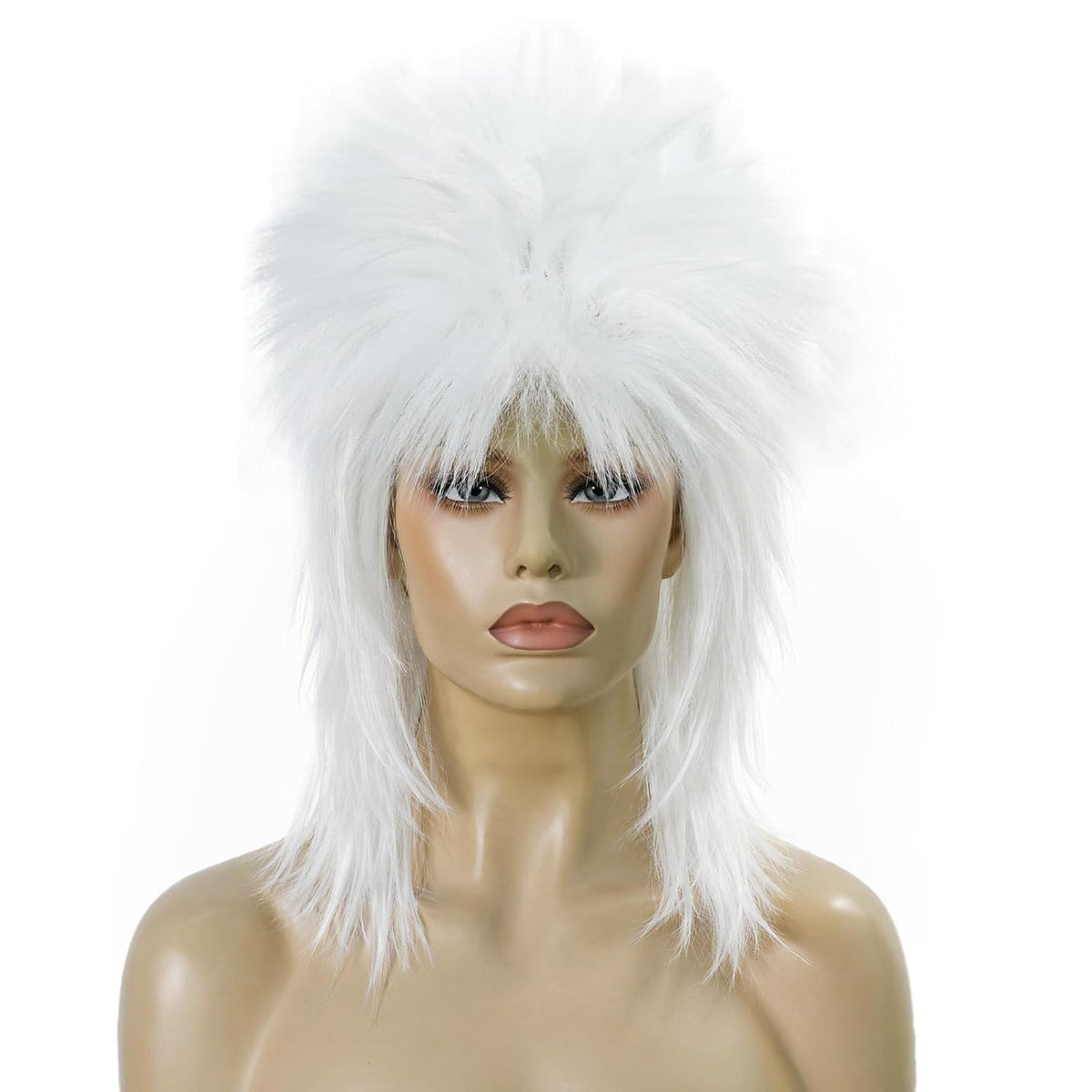 BESTBEL 80s Wig White Mullet Wig Rocking Diva Wigs for Women Punk Hair