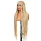 SUPERNOVA Blonde Full Lace Boho Braided Wig 613# Colored Synthetic Hair Box Braids Wig With Baby Hair Special Top Design Transparent Lace Long Highlight Knotless Braided Wigs For Black Women 36 Inch