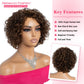 Rebecca Fashion Short Curly Human Hair Wigs for Black Women Side Part Cute Curly Bob Wig Brazilian Remy Non Lace Glueless Wigs Natural Looking Ombre Brown Color