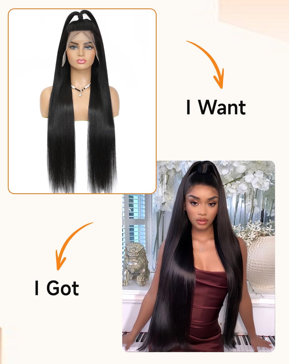Ruibor 13x6 Lace Front Wigs Human Hair Pre Plucked Straight Wigs Human Hair 200 Density Glueless HD Lace Frontal Wigs No Tangle Tiny Knots Black Wig Soft Heat-Resistant Invisilbe Hairline 22 Inch
