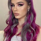 SISIFIRE Purple Gray Highlight Wavy Wigs for Women Synthetic Small Lace Front Wig Long Curly Wavy Wigs for Daily Party Use Heat Resistant Fiber Wig