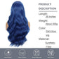 Sabosi Blue wig Long Wavy Wigs for Women 26 Inch Middle Part Curly Wavy Wig Natural Looking Synthetic Heat Resistant Fiber Wig for Daily Party Use