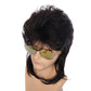 Swiking Mullet Wigs for Men Black Retro 70s 80s Disco Rocker Curly Punk Fancy Party Halloween Cosplay Costume Replacement Full Wigs(Black)