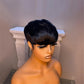 YJOQOKOA Short Bob Wig Human Hair for Black Women Pixie Cut wigs Human Hair Wig Glueless Wig None Lace Front Wig with Bangs Natural Black Straight Full Machine Made Wig