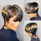 PurpleSexy Pixie Cut Wigs for Black Women Human Hair 1b/30/613 blonde Color Short Layered Pixie Cut Wig With Bangs for Women Daily Use Hair Glueless Full Machine Made Wig(1b/30/613)