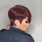 PangDongLai 10A Pixie Cut Wigs for Black Women Model Length Dark 99J Color Side Part Short Layered Pixie Cut Human Hair Wear and go Glueless Wigs With Bangs for Daily Use (dark 99J)