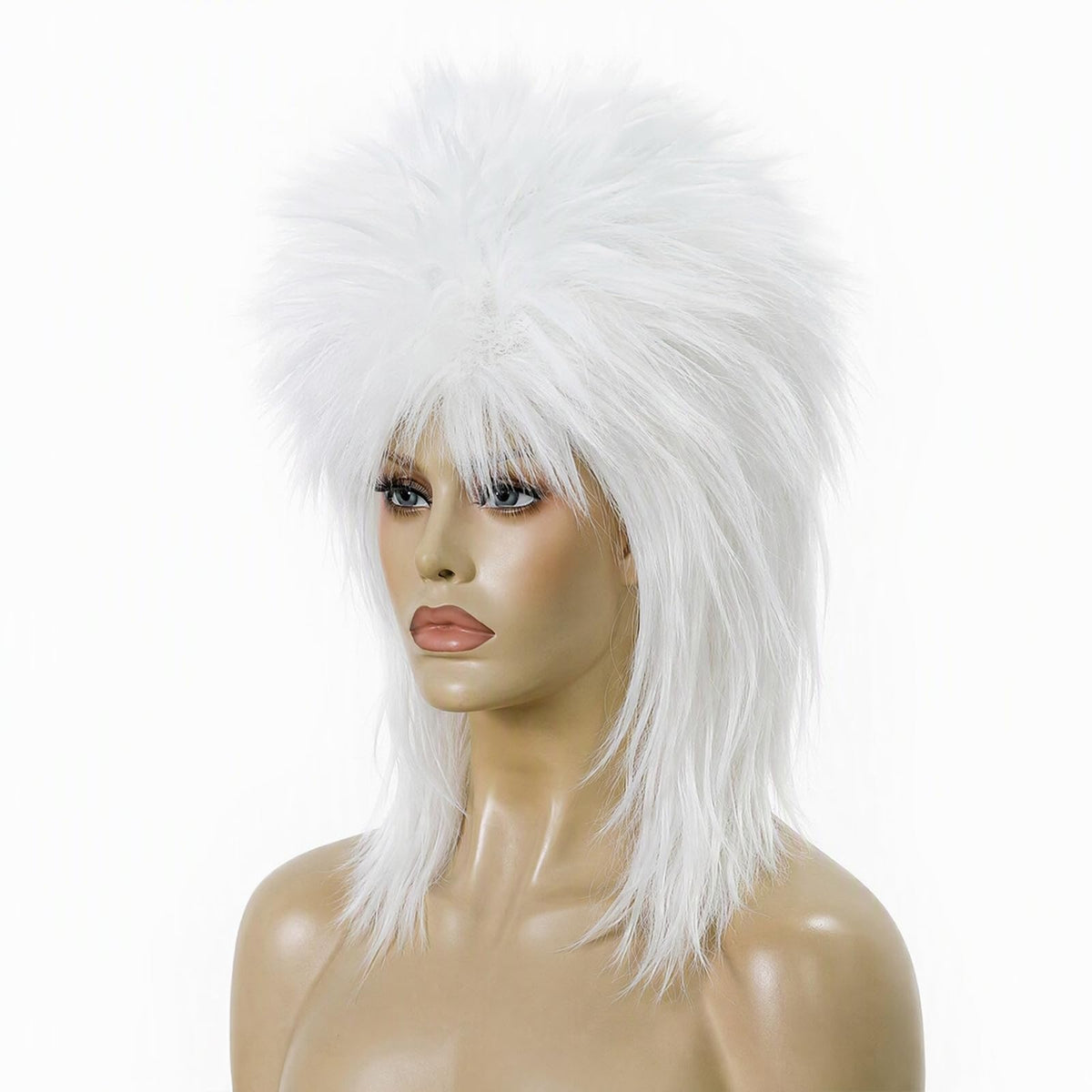 BESTBEL 80s Wig White Mullet Wig Rocking Diva Wigs for Women Punk Hair