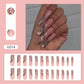 Long Press on Nails Square Fake Nails Silver Glitter French Tip False Nails with Silver Swirl Design Acrylic Nails Long Square Glue on Nail Full Cover Stick on Nail for Women 24Pcs