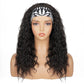 Curly Headband Wig, Beginner Friendly Wear and Go Glueless Wig with Headband Attached, Heat-resistant Soft Synthetic Hair As Human Hair, Water Wave Half Wigs for Black Women (Natural Black, 18 Inch)