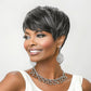 BOBCOO Pixie Cut Wig Short Wigs for Black Women Short Pixie cut Wigs for Black Women (Black Mixed With Grey)
