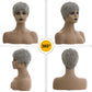 BOBCOO Short Grey Pixie Cut Wig for Black Women, Synthetic Layered Wavy Bob Hairpiece with Bangs, Light Grey Short Pixie Style (Layered)